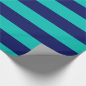 Blauwgroen, Navy Blue XL Stripes Pattern V Cadeaupapier (Hoek)