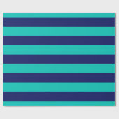 Blauwgroen, Navy Blue XL Stripes Pattern V Cadeaupapier (Vlak)