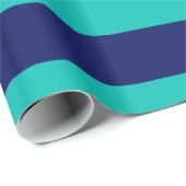 Blauwgroen, Navy Blue XL Stripes Pattern V Cadeaupapier (Rol Hoek)