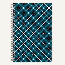 Blauwgroen & Navy geometrisch rasterpatroon Notitieboek