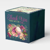 Blauwgroen, Navy, Groen, Gouden Vette Bloemen Brui Bedankdoosjes (Voorkant Zijde)