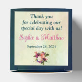 Blauwgroen, Navy, Groen, Gouden Vette Bloemen Brui Bedankdoosjes (Bovenkant)