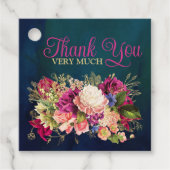 Blauwgroen, Navy, Groen, Gouden Vette Bloemen Brui Bedankjes Labels (Voorkant)