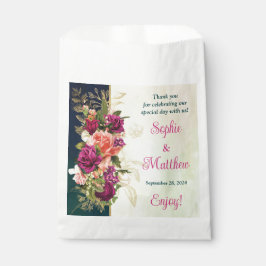 Blauwgroen, Navy, Groen, Gouden Vette Bloemen Brui Bedankzakje