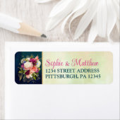 Blauwgroen, Navy, Groen, Gouden Vette Bloemen Brui Etiket (Insitu)