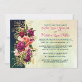 Blauwgroen, Navy, Groen, Gouden Vette Bloemen Brui Kaart (Achterkant)