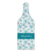 Blauwgroen Navy Snowflake Patroon Gepersonaliseerd Snijplank (Voorkant)