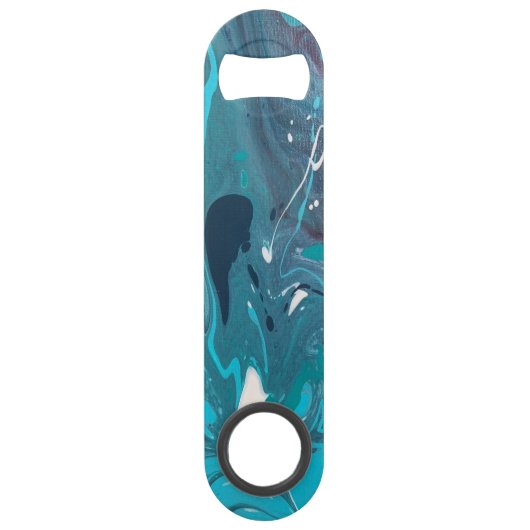 Blauwgroen Navy Witte Roestvrijstalen Flesopener Speed Flessenopener (Voorkant)