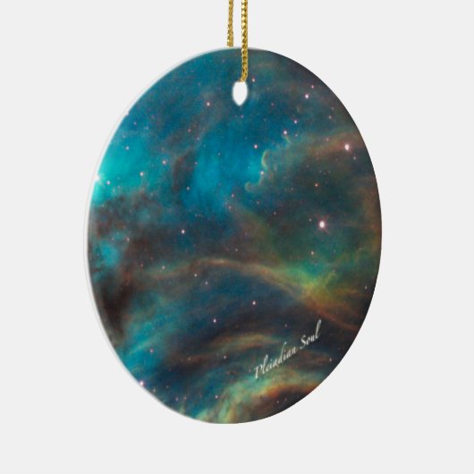 Blauwgroen Nebula Round Ornament #1 (Rechts)