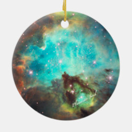 Blauwgroen Nebula Round Ornament #2