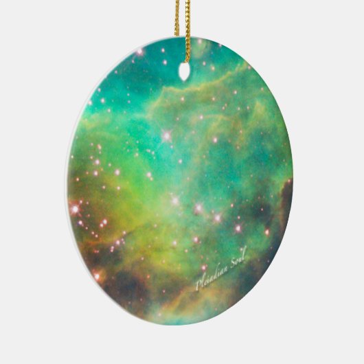 Blauwgroen Nebula Round Ornament #3 (Rechts)