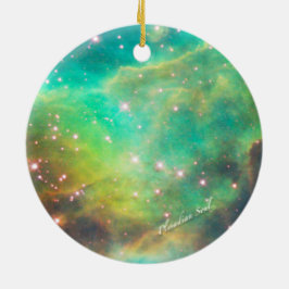 Blauwgroen Nebula Round Ornament #3