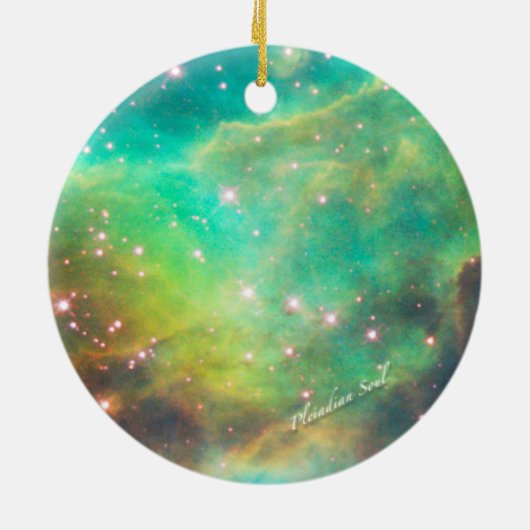 Blauwgroen Nebula Round Ornament #3 (Achterkant)