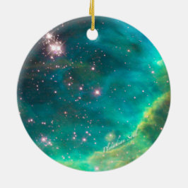 Blauwgroen Nebula Round Ornament #4