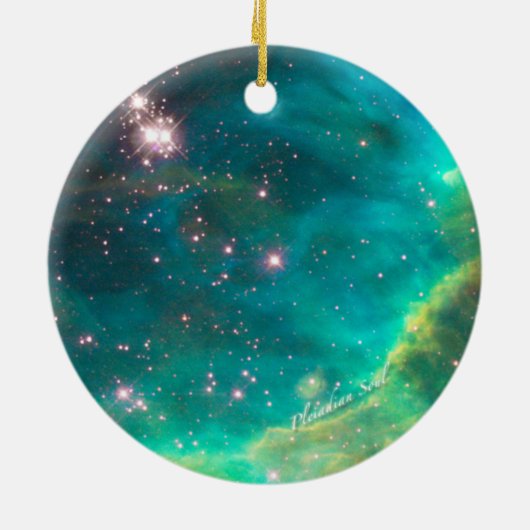 Blauwgroen Nebula Round Ornament #4 (Achterkant)