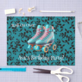 Blauwgroen Neon Roll On Over Schaats Verjaardagsfe Tissuepapier (Craft)