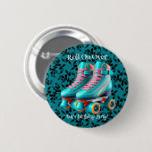 Blauwgroen Neon Rollerskate Verjaardagsfeest Custo Ronde Button 5,7 Cm (Voorkant /achterkant)