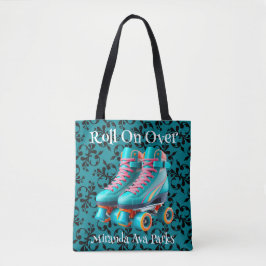 Blauwgroen Neon Rollerskate Verjaardagsfeest Custo Tote Bag