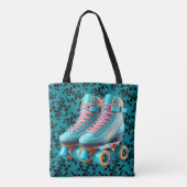 Blauwgroen Neon Rollerskate Verjaardagsfeest Custo Tote Bag (Achterkant)