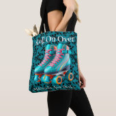 Blauwgroen Neon Rollerskate Verjaardagsfeest Custo Tote Bag (Dichtbij)