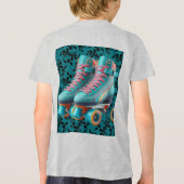 Blauwgroen Neon Rollerskate Verjaardagsfeest Custo Tri-Blend Shirt (Achterkant)