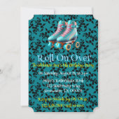 Blauwgroen Neon Rollerskate verjaardagsfeestje Kaart (Voorkant)