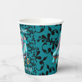 Blauwgroen Neon Rollerskate verjaardagsfeestje Papieren Bekers (Links)