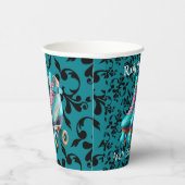 Blauwgroen Neon Rollerskate verjaardagsfeestje Papieren Bekers (Rechts)