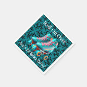 Blauwgroen Neon Rollerskate verjaardagsfeestje Servet (Hoek)