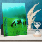 Blauwgroen nevel Reto gekleurde verf pony Paard Fotoplaat (Zijkant)