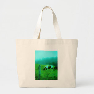 Blauwgroen nevel Reto gekleurde verf pony Paard Grote Tote Bag