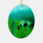 Blauwgroen nevel Reto gekleurde verf pony Paard Keramisch Ornament (Rechts)
