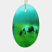 Blauwgroen nevel Reto gekleurde verf pony Paard Keramisch Ornament (Links)