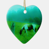 Blauwgroen nevel Reto gekleurde verf pony Paard Keramisch Ornament (Rechts)