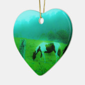 Blauwgroen nevel Reto gekleurde verf pony Paard Keramisch Ornament (Links)