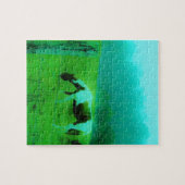 Blauwgroen nevel Reto gekleurde verf pony Paard Legpuzzel (Horizontaal)