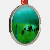 Blauwgroen nevel Reto gekleurde verf pony Paard Metalen Ornament (Rechts)
