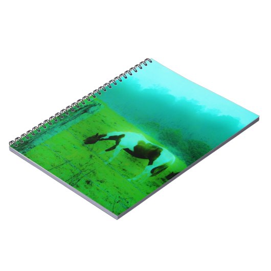 Blauwgroen nevel Reto gekleurde verf pony Paard Notitieboek (Linkerzijde)