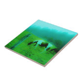 Blauwgroen nevel Reto gekleurde verf pony Paard Tegeltje (Zijkant)
