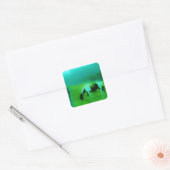 Blauwgroen nevel Reto gekleurde verf pony Paard Vierkante Sticker (Envelop)