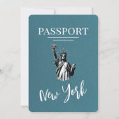 Blauwgroen New York City Passport bruiloft Kaart (Achterkant)
