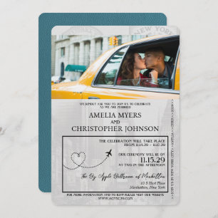 Blauwgroen New York City Passport bruiloft Kaart