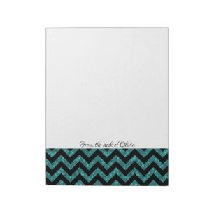 Blauwgroen Notitieblok Glitter Chevron