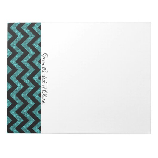 Blauwgroen Notitieblok Glitter Chevron (Voorkant)