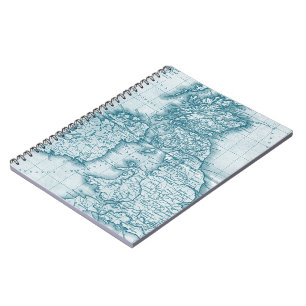 Blauwgroen Notitieboek van de Antiek kaart van de