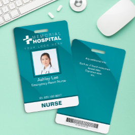 Blauwgroen Nurse ID-badge met foto en barcode Badge