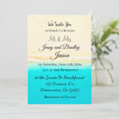 Blauwgroen oceaankust met hooggeachte bruiloft Kaart (Staand voorkant)