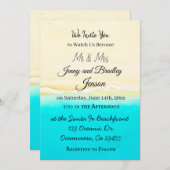 Blauwgroen oceaankust met hooggeachte bruiloft Kaart (Voorkant / Achterkant)