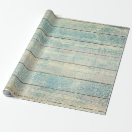 Blauwgroen Ocean Beach Champaign Wood Rustic Cadeaupapier