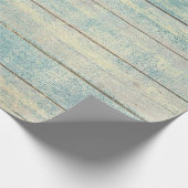Blauwgroen Ocean Beach Champaign Wood Rustic Cadeaupapier (Hoek)